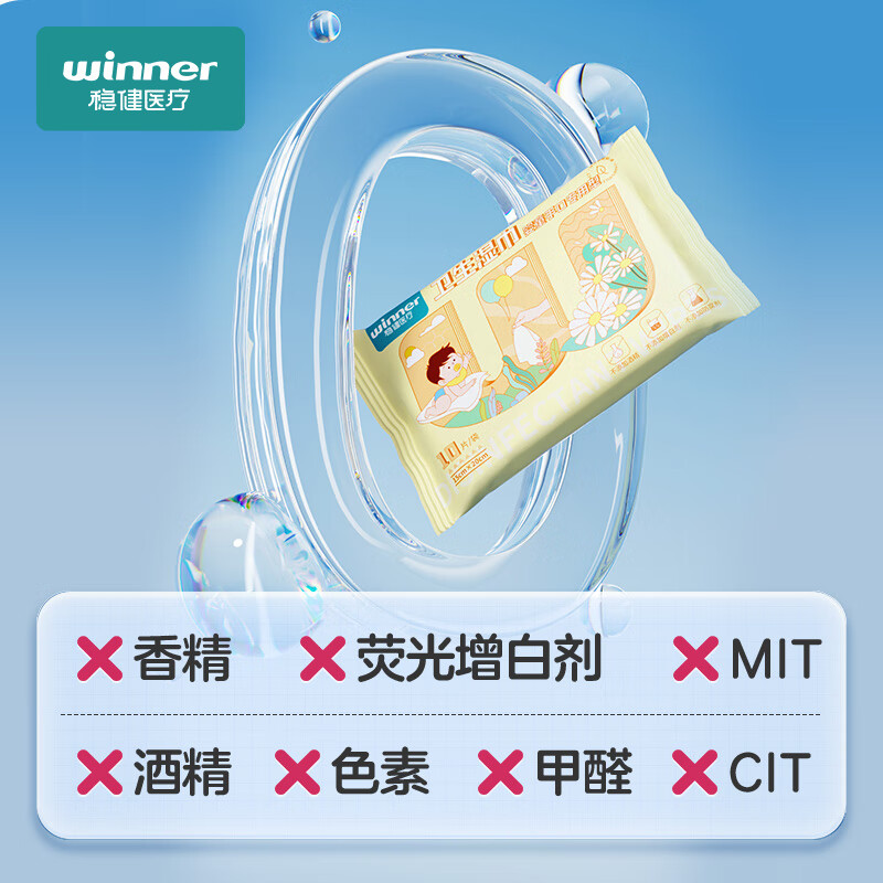 稳健（Winner）卫生湿巾消毒湿巾手口专用型湿纸巾温和杀菌80片/袋（单位：袋）