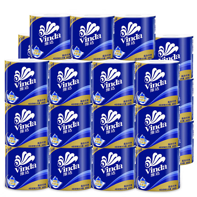维达（Vinda）V4073 蓝色经典4层200克小卷纸 138mm×104mm/节 10卷/提(单位：提)