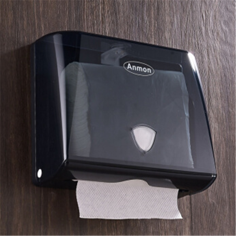 博采 透明免打孔 卫生间盘纸盒黑色（个）