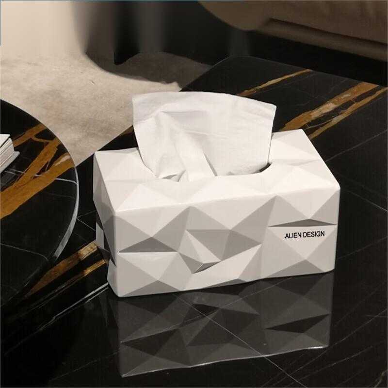 国产创意个性钻石面抽纸盒纸巾盒白色（个）