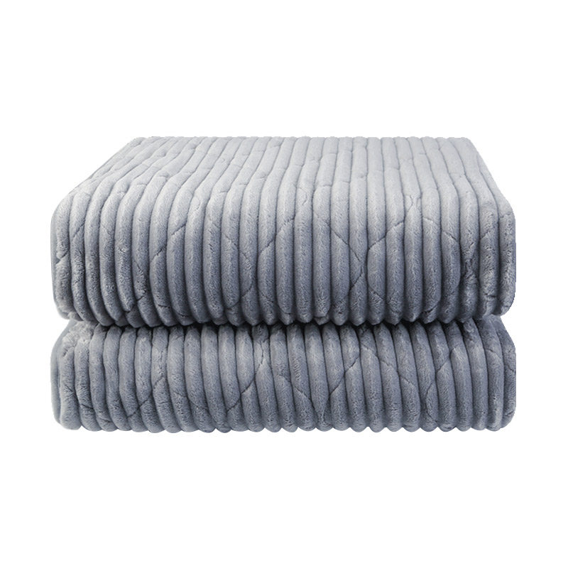 南极人（Nanjiren）QL 法兰绒水暖毯180*200条纹灰色（条）