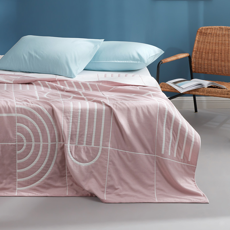 罗莱家纺（LUOLAI） 11Q0070 时光映象透气纱布提花毯 粉色150*200cm (单位：条)