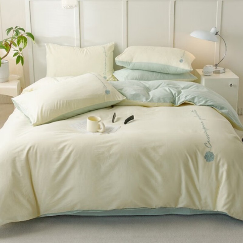 水星家纺1.8*2m四件套床单/被套/枕巾浅绿色（套）