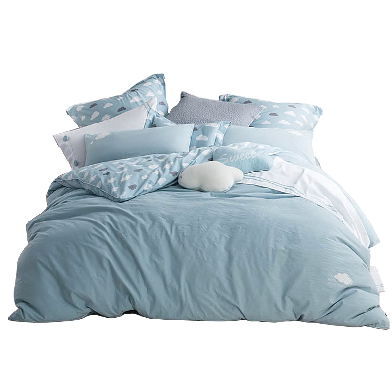 LOVO罗莱生活旗下品牌 水洗棉四件套 纯棉套件全棉床单床上被套1.8米(个)