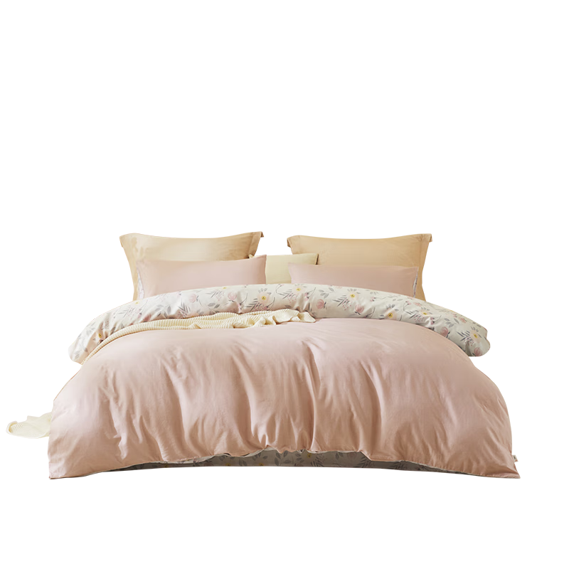 LOVO罗莱生活旗下品牌 全棉四件套100%纯棉床单被套双人床上用品1.5米(套)