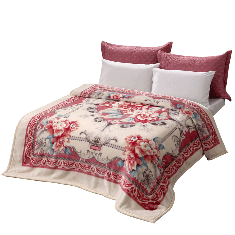 富安娜毛毯加大加厚毯子冬季双人盖毯被午睡毯保暖8斤长毛云毯200*230cm(条)