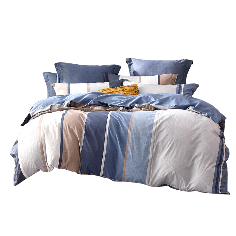 水星家纺纯棉床上四件套被套床笠枕套现代简约风柔软套件1.8米床弗利安(套)