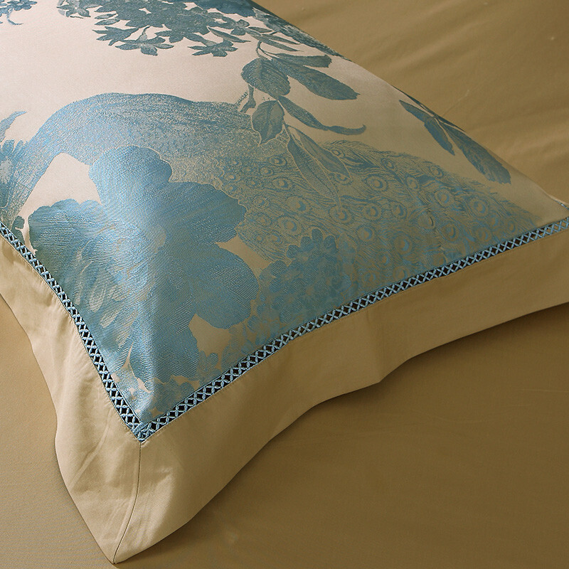 富安娜大提花床上四件套欧式轻奢高档床品套件 纯棉床单 (230*229cm)绿(套)