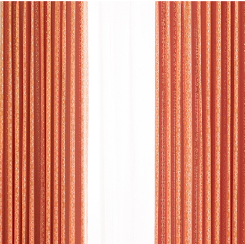 苏宁极物北欧轻奢几何工业风立体色织提花窗帘橙金色1.4M宽×2.6M高（片）