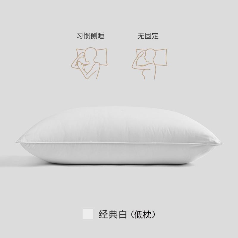 拉芙菲尔48cm×74cm100支全棉白鹅绒纤维分区单人护颈枕 常规款低枕-经典白(只)