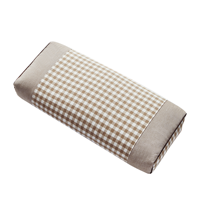 九洲鹿家纺 100%全荞麦枕头枕芯单只装 22×50×8cm卡其格子(个)