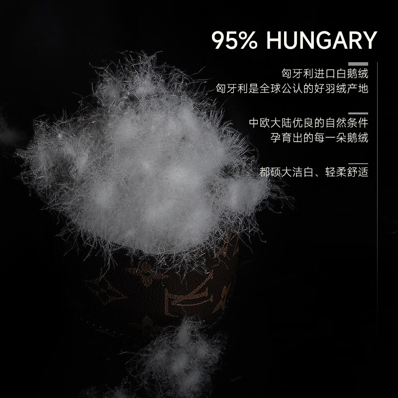 Downia枕芯 匈牙利进口95%白鹅绒羽绒枕 100支五星级酒店枕头74*48CM(个)
