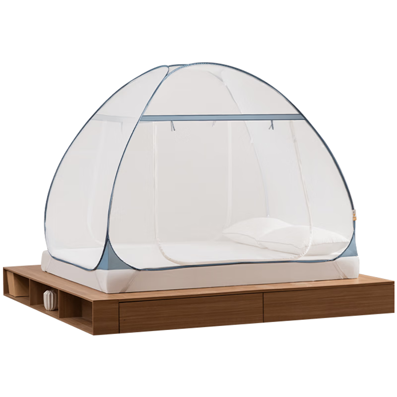 美朵嘉（MEDOGA）免安装蒙古包蚊帐家用卧室A类面料可折叠儿童床浅米灰1.2m(件)