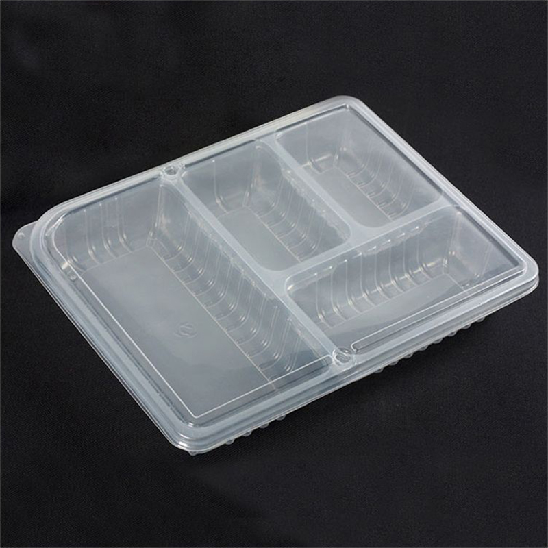 展艺长方形500ml四格一次性餐盒打包盒单个装（个）