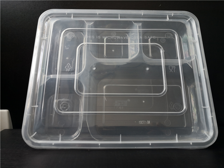 点石D102S一次性餐盒PP环保小五格打包盒（含盖130套/箱）（箱）