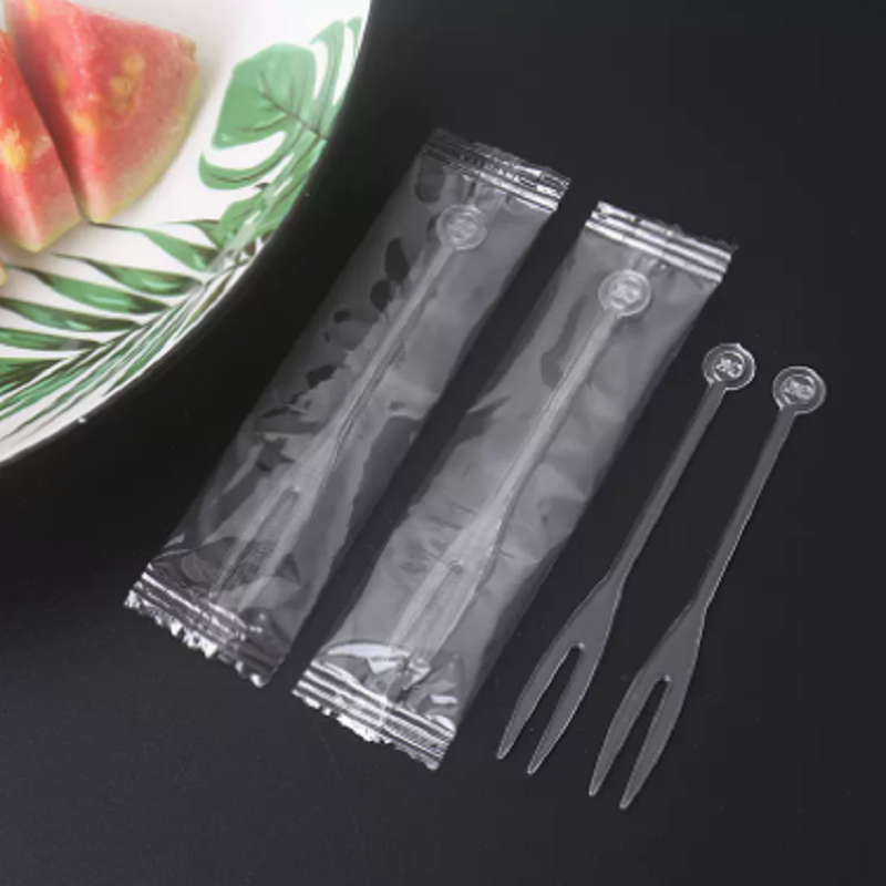 山花TLXT一次性水果叉塑料透明小叉子 100支装（单位：包）