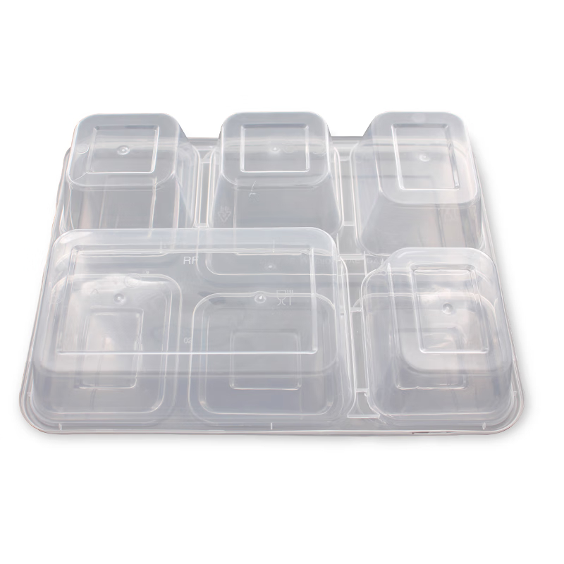 DAYZEAL 标准款 五格一次性打包餐盒 带盖 21.5*19*4.2CM 约950-1000ml 150套装（单位：箱）