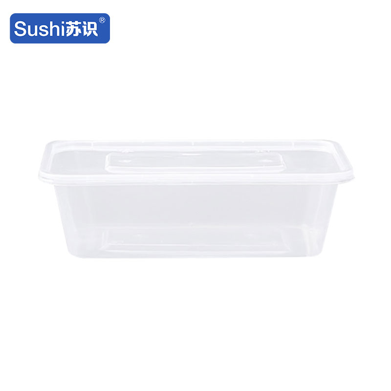苏识 一次性打包餐盒 750ml方形 透明 300套/箱（箱）