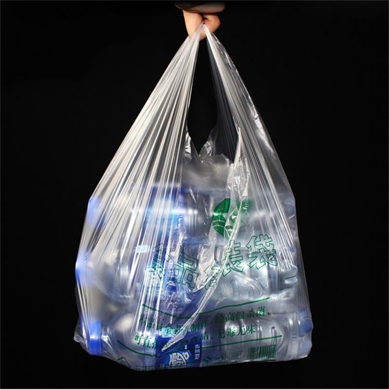 食品包装袋打包带手提塑料袋白色商用马夹背心式30×13×48CM 40个/扎（扎）