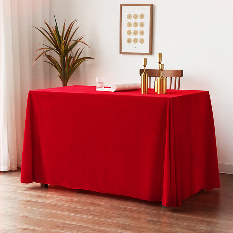 雪洁 红布料160*100cm红色植绒布 桌布 开工企业揭牌背景布加厚不反光纯红绒布 （单位：张）