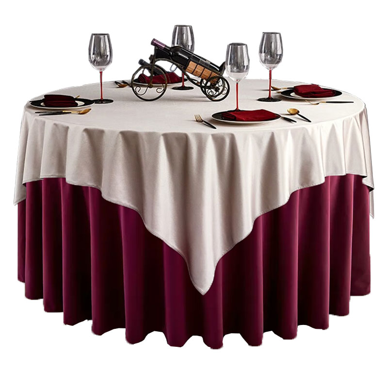优福安达 UF-ZB220 桌布 双层玲珑缎圆桌台布 香槟灰+酒红色（单位：套）