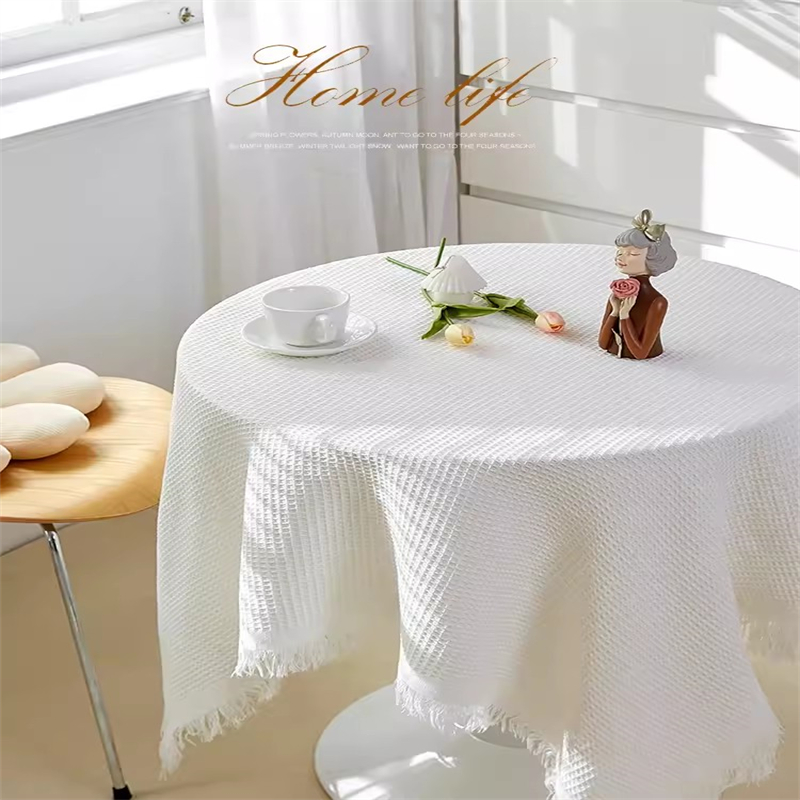 国产 高级轻奢棉麻桌布 白色蜂巢桌布 90*90cm 下单备注圆桌或长桌（件）