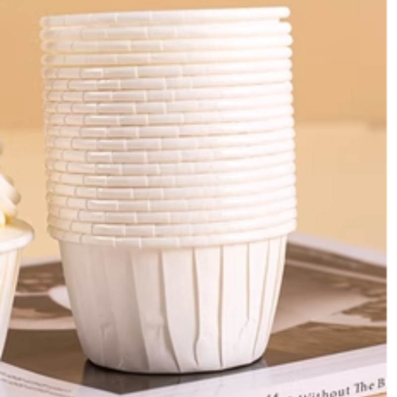 佳乐 耐高温蛋糕纸杯 卷口杯白色100只一套 高4.2cm上口径6.5cm下口径5cm