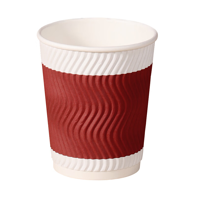 拜杰（Baijie）一次性瓦楞纸杯咖啡杯280ml红色50只装（包）