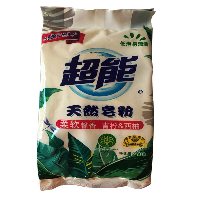 超能柔软馨香天然皂粉360G-青柠&西柚(袋)