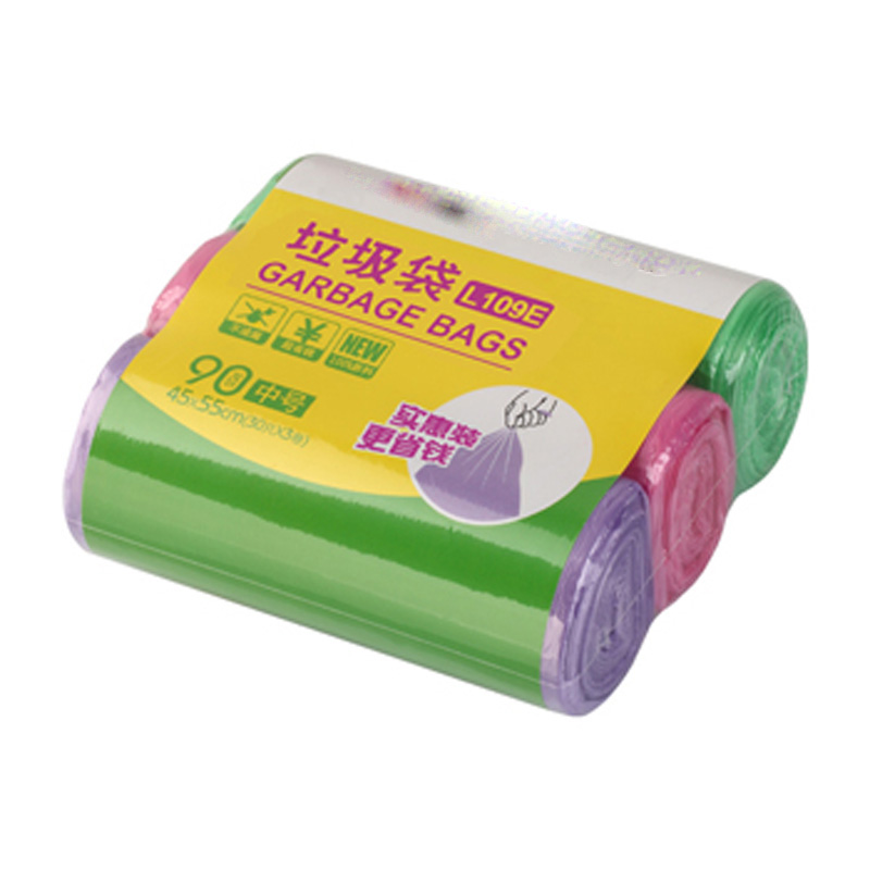 兴印L109E垃圾袋紫绿红30个三组装45*55cm30个3卷/24卷/包(包)