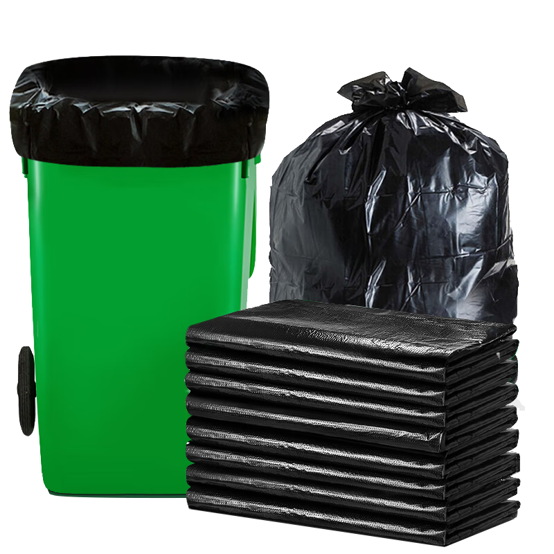 优奥垃圾袋加厚1.5丝手提大号商用物业黑色塑料袋50只（60*90cm） (包)