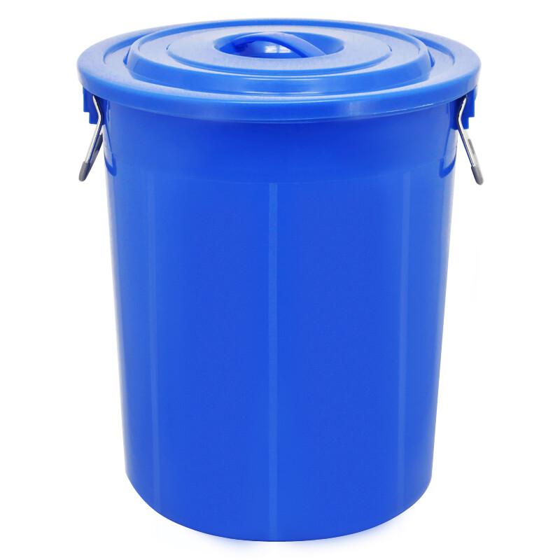 兰诗YJ-E132 带盖金属提手大水桶垃圾桶 60L蓝色 2个起订（单位：个）