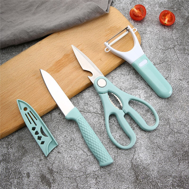 美厨 MCD033水果刀削皮刀剪刀套装 不锈钢削皮器瓜刨刀具厨房工具三件套