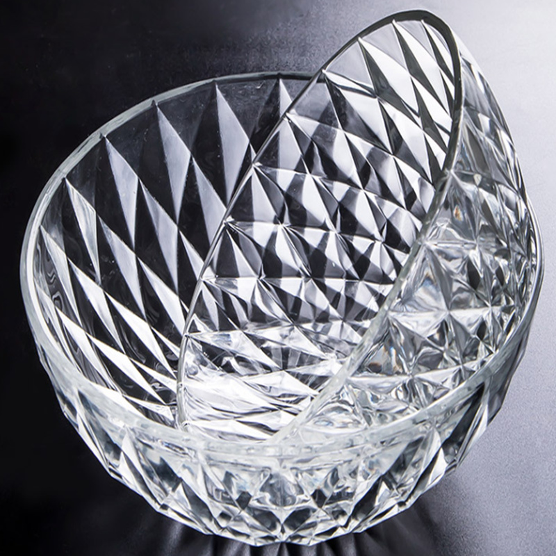 悠米兔yomertoGZ146玻璃水果盘透明水晶创意客厅家用装水果(8英寸*2)（计价单位：个）