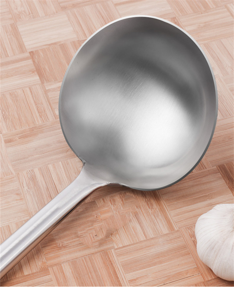 金伟利 炒勺 不锈钢 总长约51.2cm 勺头直径约13.3cm 10两 木柄 炒菜勺 汤勺 分菜勺 银色(把)