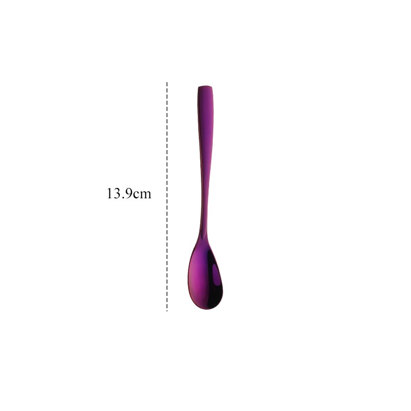 博采不锈钢甜品勺搅拌冰勺汤匙咖啡小勺子 短款咖啡勺紫色（个）
