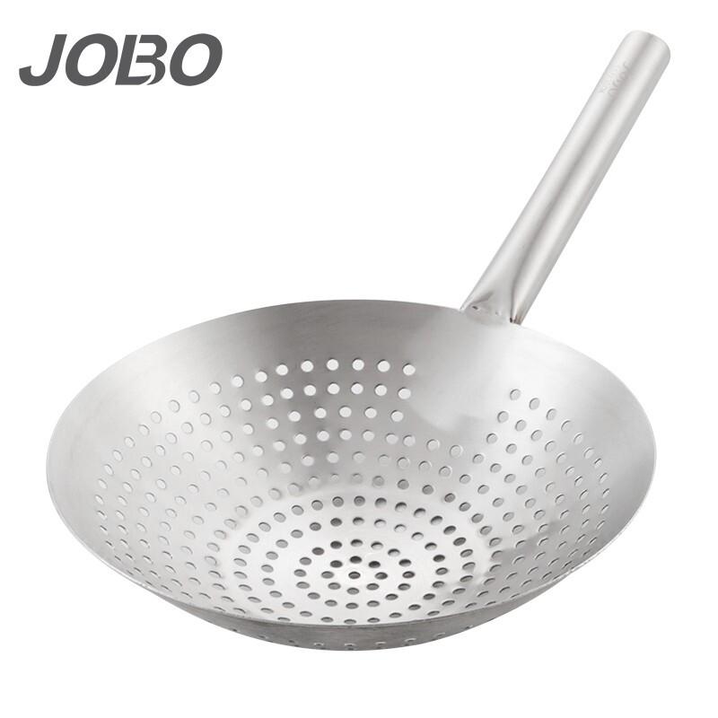 巨博(JOBO)不锈钢大漏勺厨师油鼓漏网抄瓢26cm港式抄勺GSLS26(个)