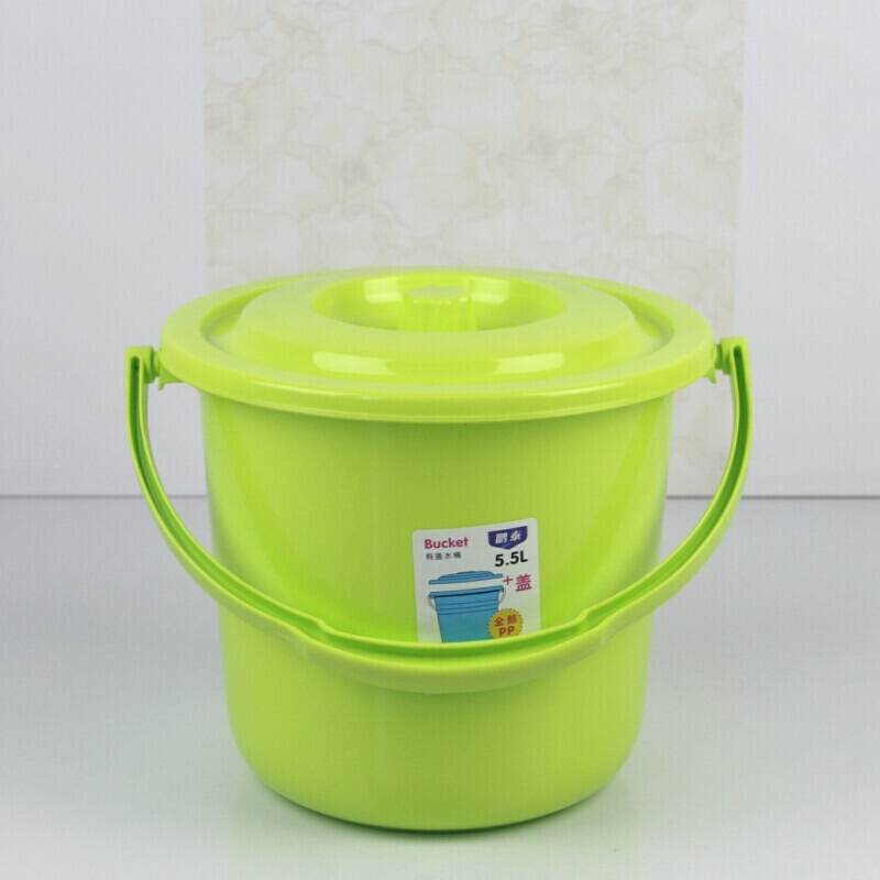 洛滑5.5L加厚彩色塑料提水桶带盖 绿色（单位：个）
