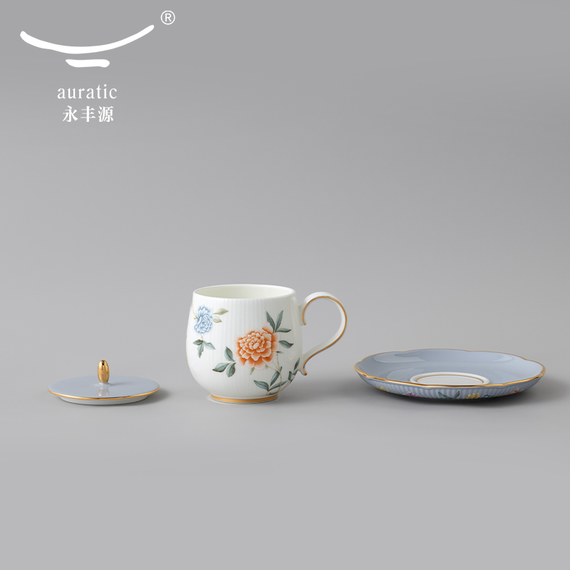 永丰源月亮时光三件套盖杯290ml陶瓷办公杯带盖茶杯水杯(单位：个)