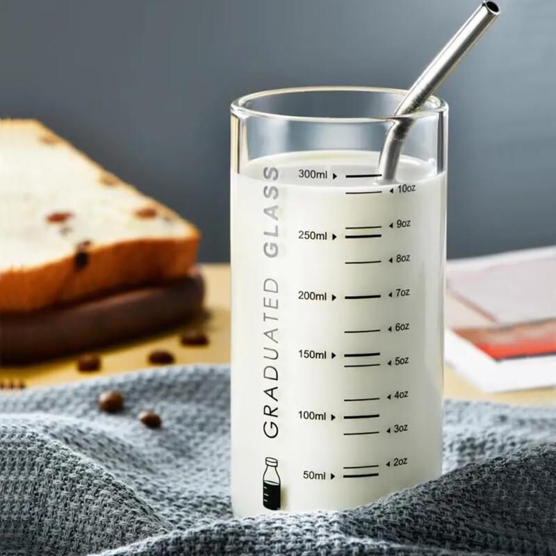 喜碧（Scybe）耐热玻璃杯 家用牛奶杯子果汁杯带刻度水杯300ML 13*6.5cm（个）
