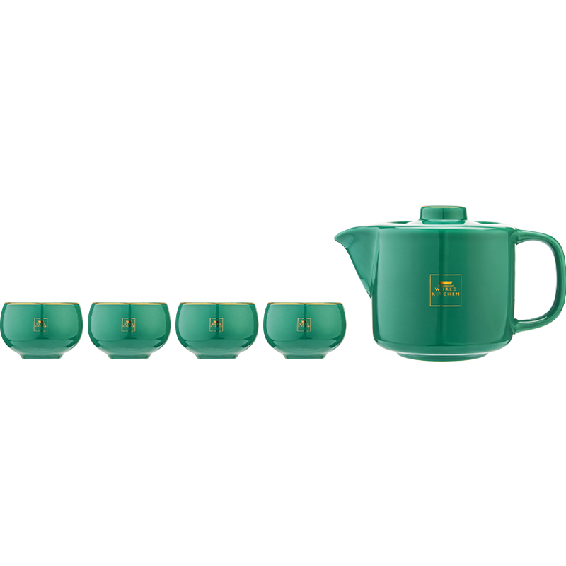康宁KANGNING茶饮系列杯壶五件组-绿460ml+55ml*4杯壶套装