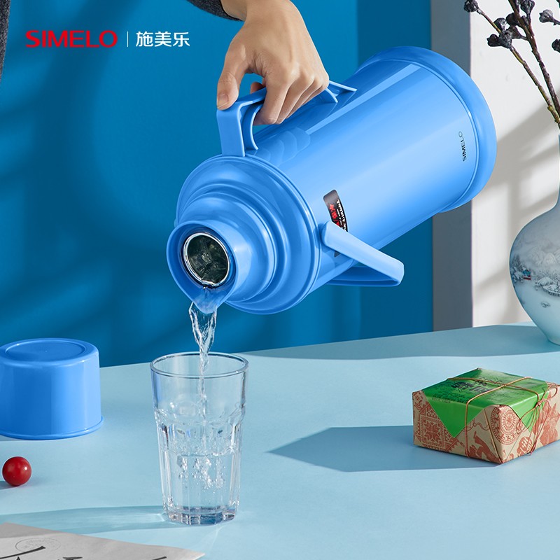 施美乐 玻璃内胆热水壶3.2升蓝色（个）