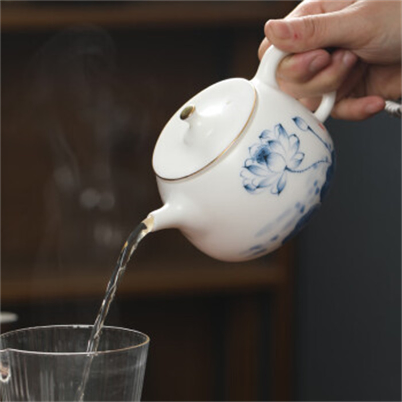 MULTIPOTENT茶壶手绘荷花功夫茶具泡茶壶（个）