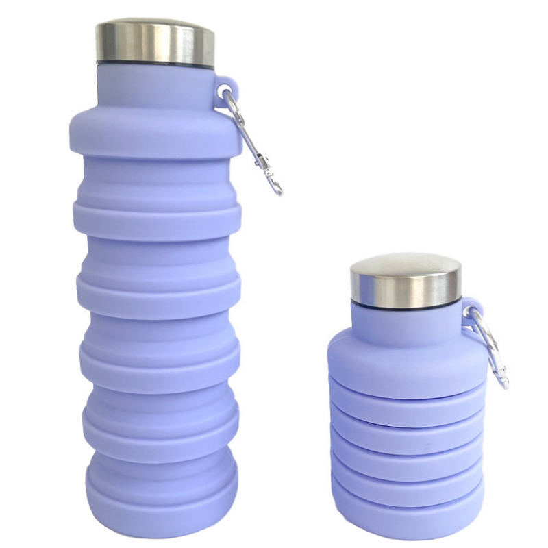 国产GJZD硅胶杯可伸缩水壶 浅紫色 登山扣款 500ml(单位：个)