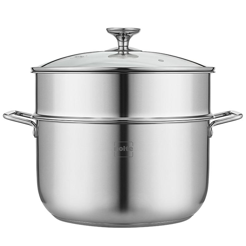 赫曼德（NOLTE）厨房锅具不锈钢双层蒸笼蒸锅汤锅28cmHMD-9813(个)