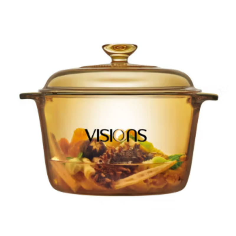 康宁（VISIONS）晶典系列透明锅耐热玻璃汤锅琥珀色玻璃锅带盖  3L（单位：个）