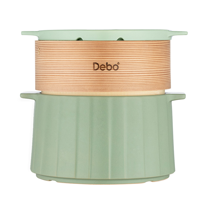 德铂（Debo）DEP-756乔麦斯20cm口径4L陶瓷炖锅蒸锅带蒸格绿色（单位：套）