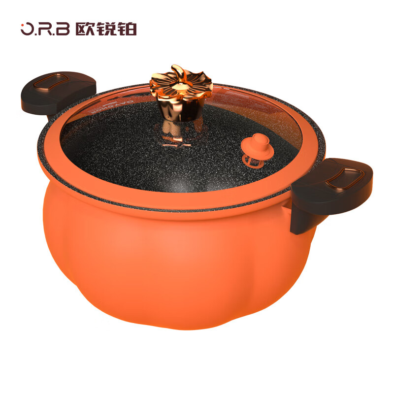 欧锐铂ORB-874 荣耀系列-微压聚能汤锅 直径24cm 磁炉通用 橙色（单位：个）