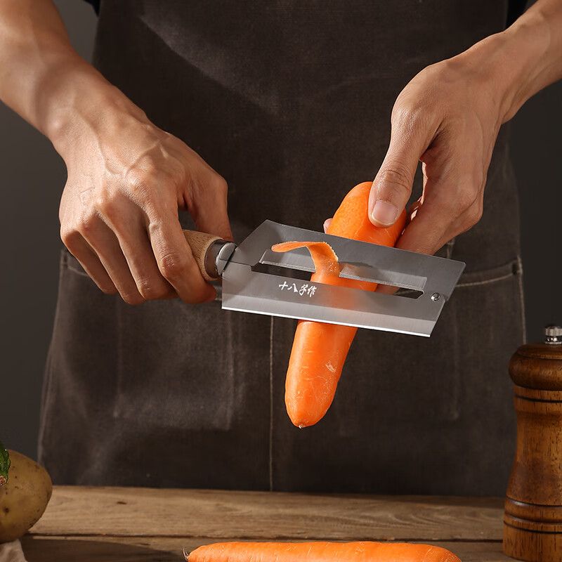 十八子作榉木耐滑厨房不锈钢削甘蔗削水果多用削皮刀W-365（单位：个）