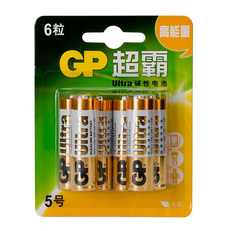 超霸GP15AU-2IL6五号碱性电池6粒卡装(卡)